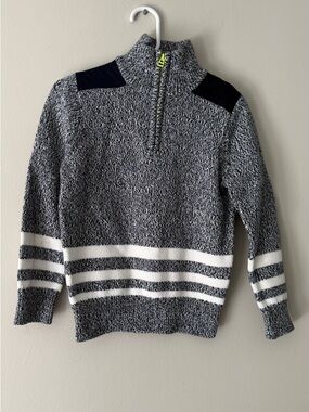 Boys Crewcuts Navy and White Quarter-Zip Knit Sweater
